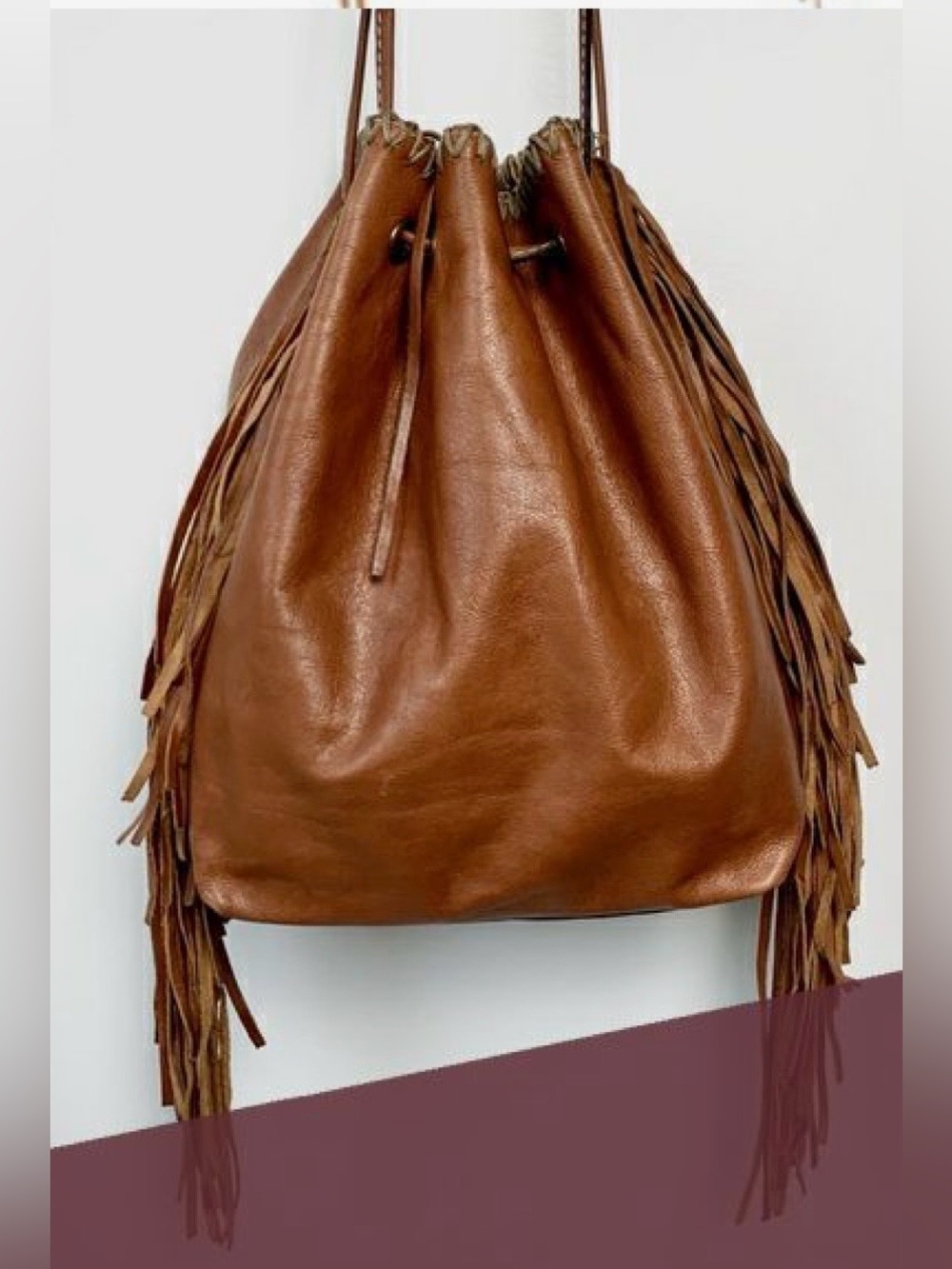 NWOT Patricia Nash Niccioleta Leather Fringe Bucket Purse